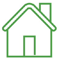 green outline of a house