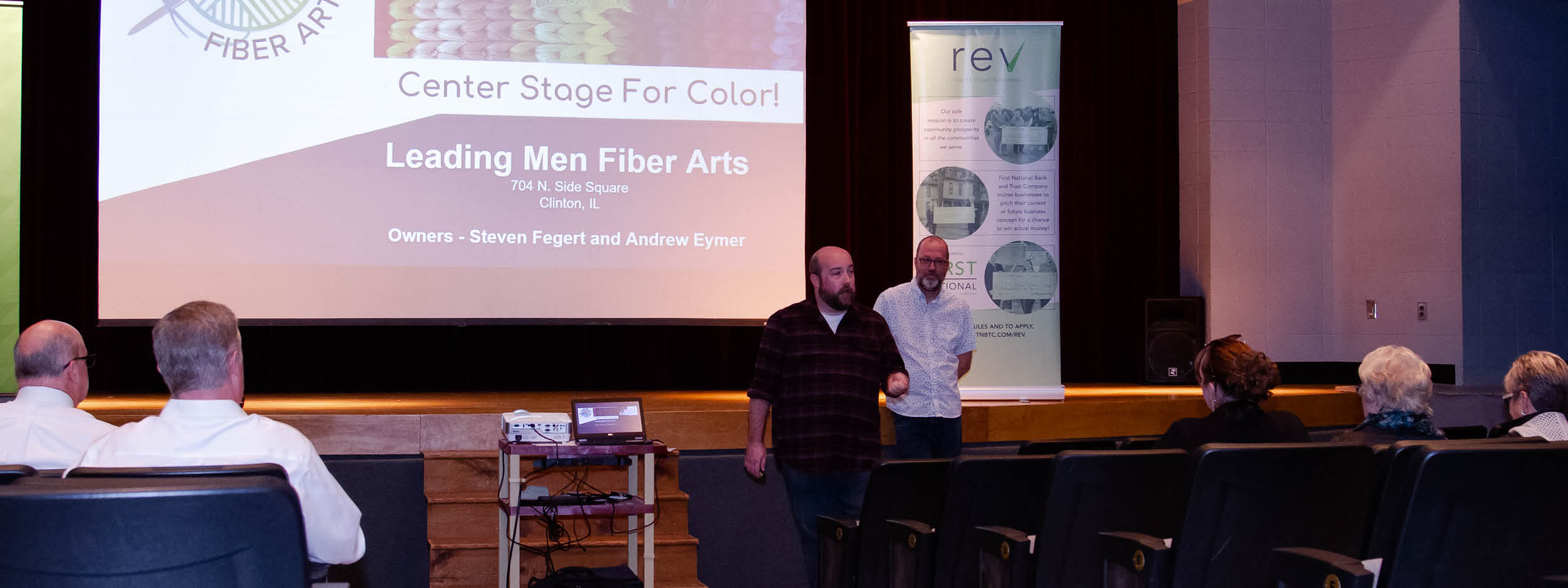 Andy and Steve with Leading Men Fiber Arts pitching 
