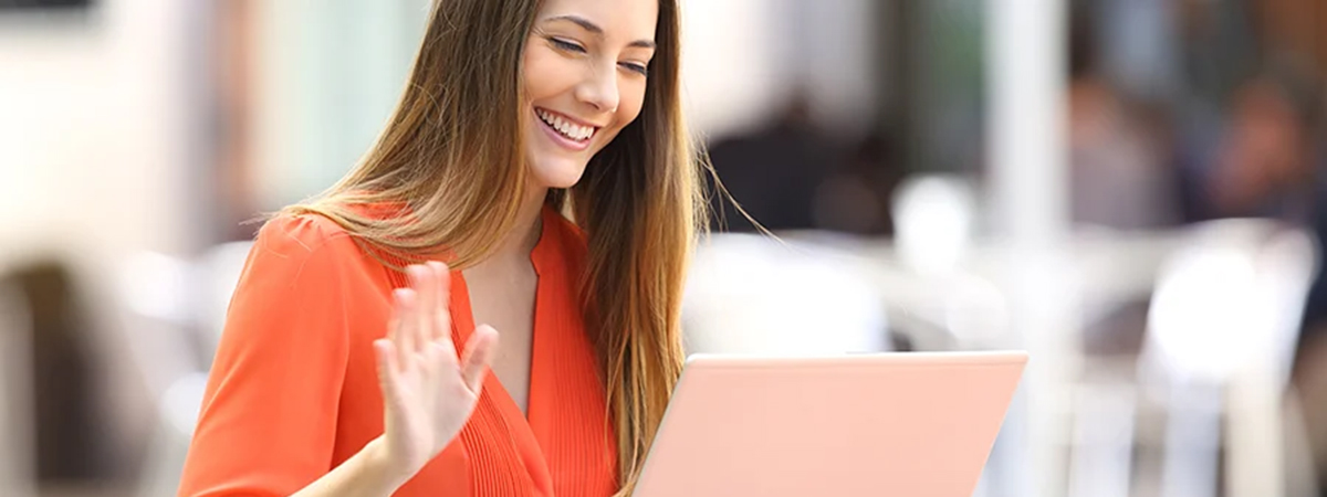 Woman in virtual meeting