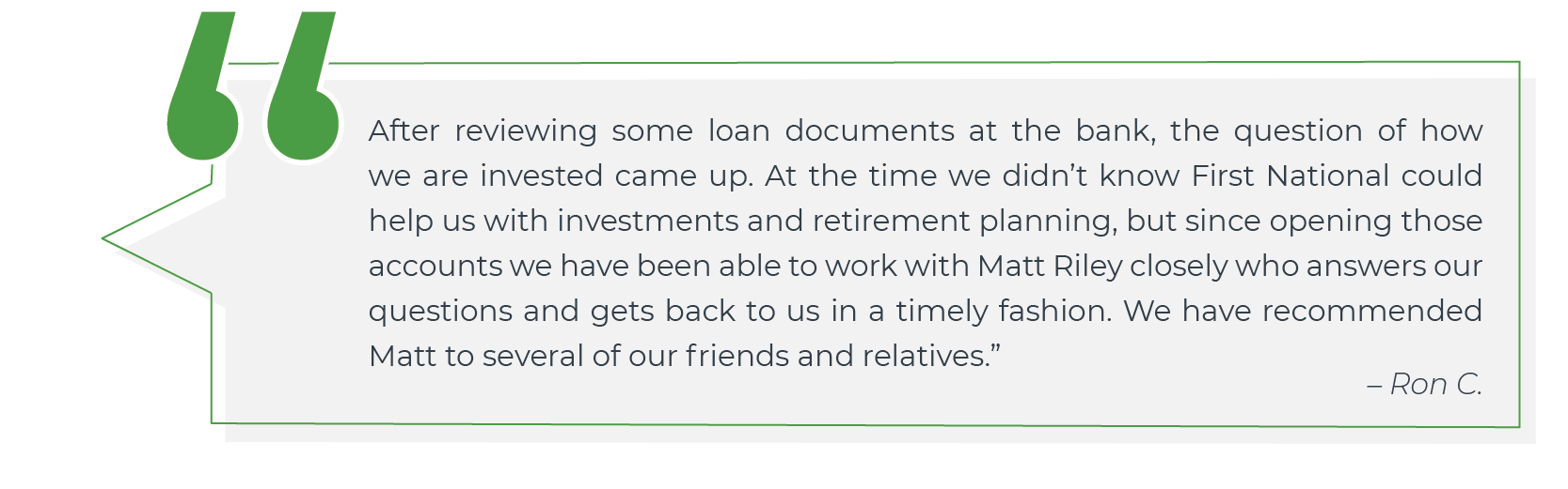 testimonial about investments with matt riley